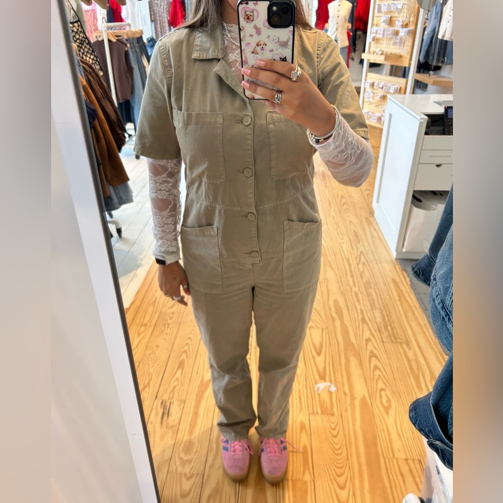 Short sleeve utility jumpsuit